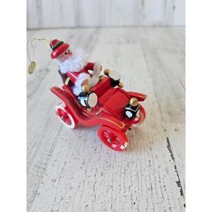 Kurt Adler car wooden Santa ornament 1983 vintage automobile xmas tree